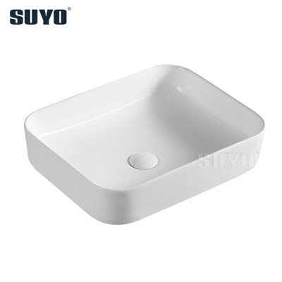 Elegant portable rectangular shaped wash hand basin ceramic material bathroom sink