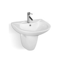 Economic design cheap price half pedestal basin for bathroom wc two piece wall mounted wash face basin