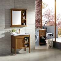 Elegant Design Commercial Freestanding Bathroom Vanity Ceramic Countertop with Mirror Cabinet