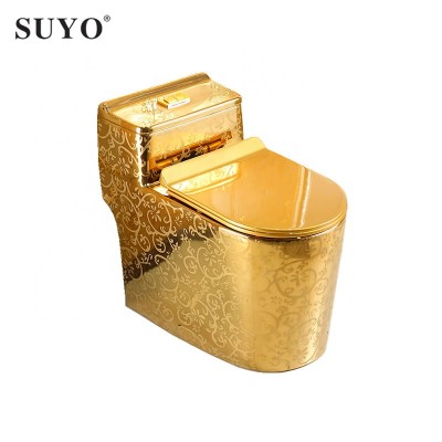 bathroom sanitary ware Middle East market washdown one piece decorative golden ceramic wc toilet