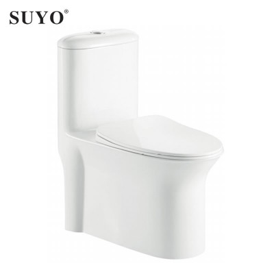 SUYO New model Strong Flushing Sanitary Wares Ceramic Wc One Piece S Trap Toilet For Hotel