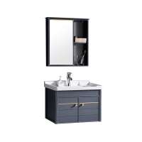 Hot selling models bathroom vanity aluminum material wall hung mounted cabinet with mirror and ceramic basin bathroom cabinet