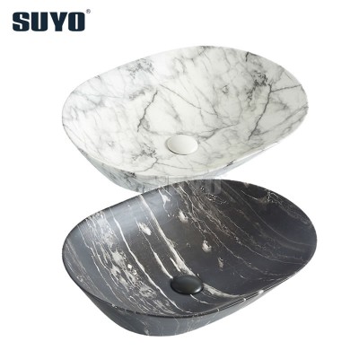 Wholesale Top Mounted Oval Granite Marble Surface Sinks Bathroom Ceramic Art Wash Basins