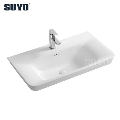 Modern bathroom hotel elegant cabinet sink sanitary items middle edge three holes vanity basin