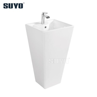 European hotel lavatory sanitary ware porcelain glossy white wash basin pedestal sink