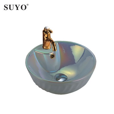 Bathroom luxury ceramic hotel gold color wash basin golden bathroom art water sink bowl