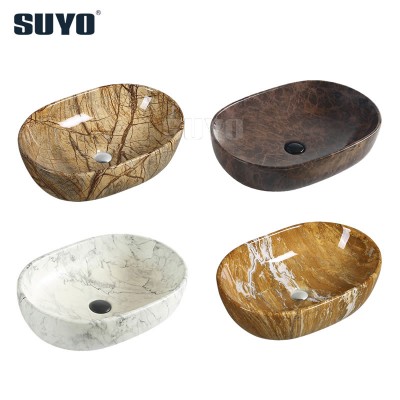 Australia Popular Oval Shape Countertop White Natural Stone Thin Ceramic Small Marble Wash Basin