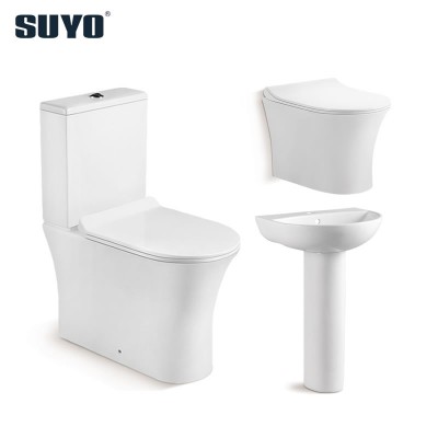 Washdown Two Piece China Ceramic Washroom Composting Portable Piss Rimless Wc Toilet half pedestal basin