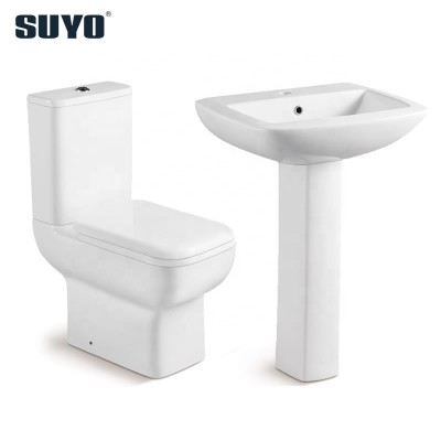 Dual Flushing self cleaning glaze korean market two piece toilet square rimless toilet wc pedestal basin