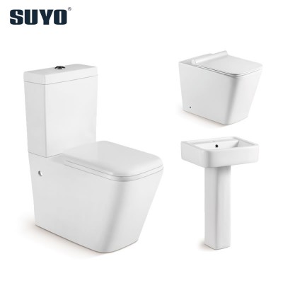 Big Promotion Bathroom Dual Flushing Washdown Square Ceramic Watermark Two Piece wc Toilet